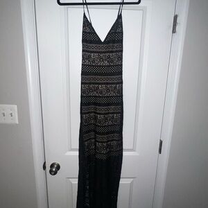 Express Black and Cream Lace Maxi Dress